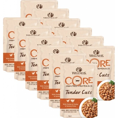 Wellness CORE Tender Cuts kura & morka 12 x 85 g