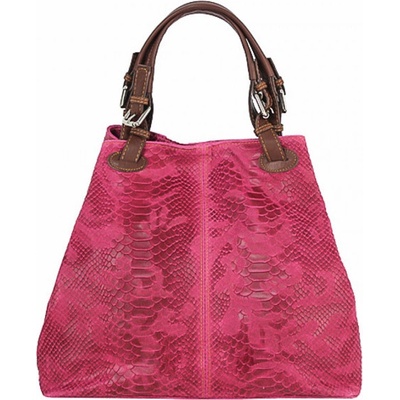 Kožená kabelka potisk krajta 35 fuchsia
