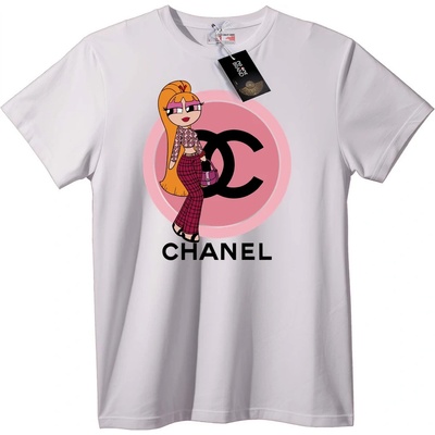 NOONEBRAND Тениска Chanel карикатурна девойка - 7XL, White
