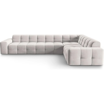 Micadoni Ъглов диван от светлосиво кадифе (десен ъгъл) Kendal - Micadoni Home (MIC_RC_L_121_F1_KENDAL1)