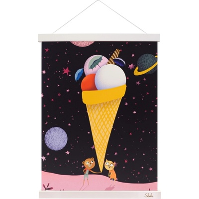 Art print plagát Skibi A3 - Vesmírna zmrzlina - biela lišta uni