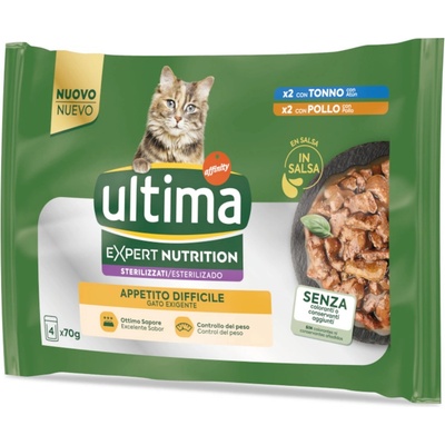 Ultima Cat Expert Nutrition Difficult Appetite tuňák a kuřecí 4 x 70 g