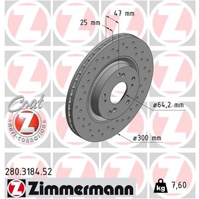 ZIMMERMANN Brzdový kotúč 280.3184.52