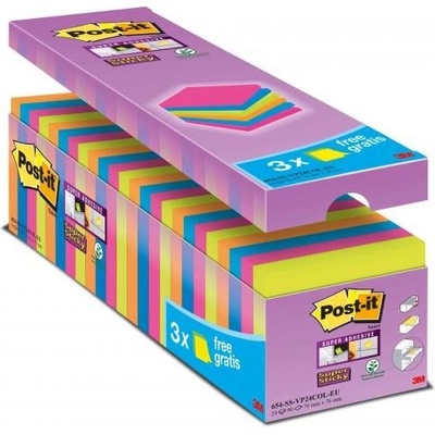 POST-IT Bločky Post-it Super Sticky neónová 76x76 zvýhodnené balenie (MM654024)