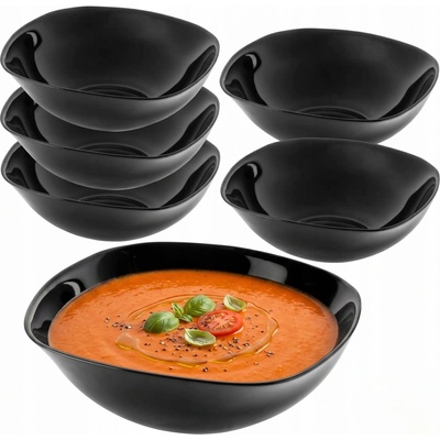 Altom Design Skleněné misky na polévku Black Harmony 17 cm 6 ks