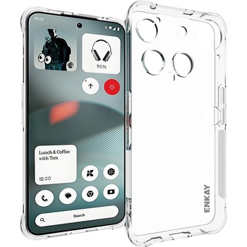 Nothing ENKAY TPU Калъф за Nothing Phone (3) 5G- 4- ъглова защита, Вкл. Протектор, Прозрачен