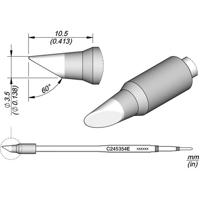 JBC C245354E – zkosený pájecí hrot Ø 3,5 mm L E