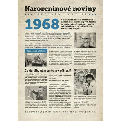Narozeninové noviny 1968 s vlastním textem a fotografií S textem