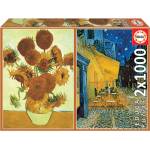 Educa Пъзел Educa - Слънчогледите и Кафе тераса през нощта, 2 х 1000 части (EDU18491)
