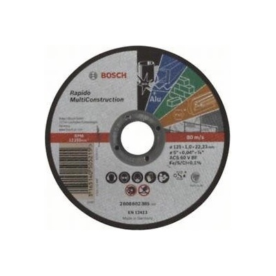 Bosch Диск за рязане, прав, Rapido Multi Construction ACS 60 V BF, 125 mm, 1, 0 mm