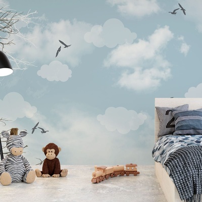Decono Детски Фототапет Бели Облачета
