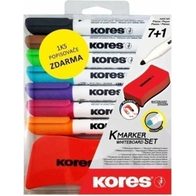 Kores K-MARKER SET 6+1 ks zdarma - sada popisovačů na bílé tabule a flipcharty s kulatým h