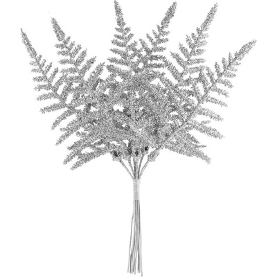 Magic Home Vetvička papraď strieborná 19 cm bal. 6 ks