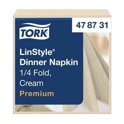 TORK Servítky priemyselne kompostovateľné 1/4 ohyb 1V Premium LinStyle krémové 50ks 39x39 cm