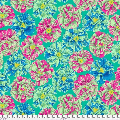 Bavlněná látka květinová zelená | Philip Jacobs – Kaffe Fassett Coll. – Bouffant Cool