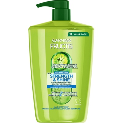 Garnier Fructis Strength & Shine Strengthening shampoo Posilňujúci šampón pre všetky typy vlasov bez lesku a sily 1000 ml
