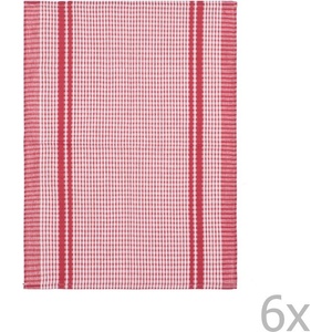 Tiseco Home Studio Комплект от 6 червени памучни кърпи за чай Waffle, 50 x 70 cm - Tiseco Home Studio (9413RED)