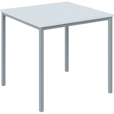 JPT 80 jídelní stůl kovová podnož stříbrná deska 18 mm 800 x 800 mm bílá