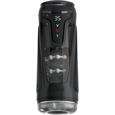 PDX Elite Moto-Bator Pro - перлен, затоплящ тласкащ мастурбатор (черен)