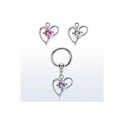 Piercingate kroužek se srdíčkem PKR00095 čirá
