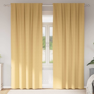 vidaXL Завеси за затъмняване с пръстени 2 pcs Бежово 260 x 140 см (4107427)