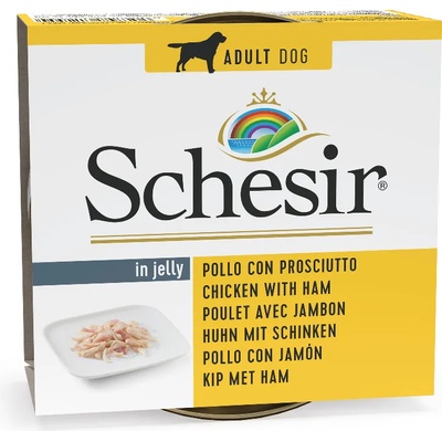 Schesir 6х150г Schesir, консервирана храна за кучета - пилешко филе с шунка