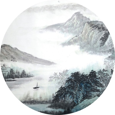 AG Design CR3316 Samolepicí vliesová fototapeta Oriental Watercolor rozměry 140 x 140 cm