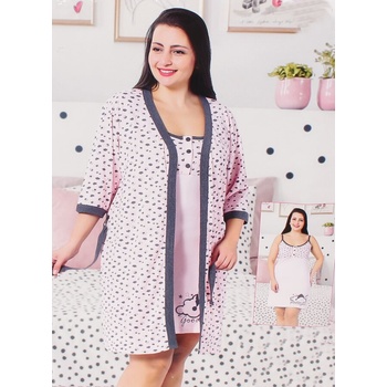 Макси памучен комплект в розов цвят