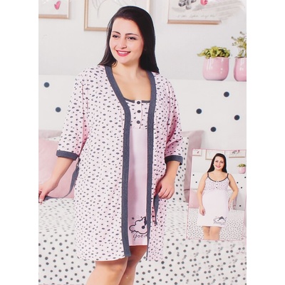 Макси памучен комплект в розов цвят