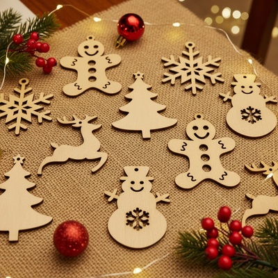 Ahome CZ Krásné dřevěné vánoční ozdoby 10 ks – Zboží Mobilmania