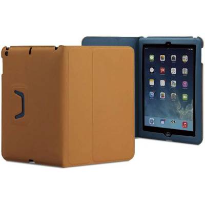 TUNEWEAR LeatherLook Classic - кожен калъф и поставка за iPad Air, iPad 5 (2017) (светлокафяв)