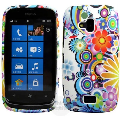 Nokia Lumia 610 Blue Flower Силиконов Калъф + Протектор