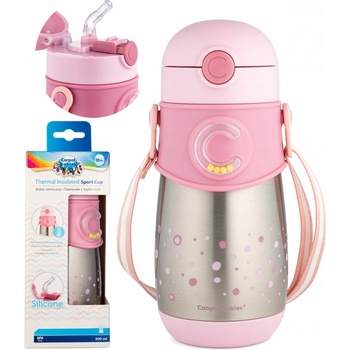 Canpol Babies Termolahev se silikonovou slámkou 0,3 l pink