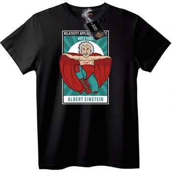 NOONEBRAND Тениска Айнщайн Суперхерой - 4XL, Black