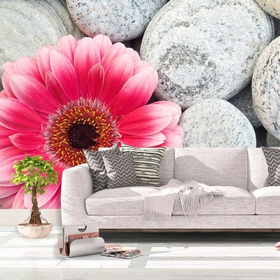 Sablio Tapeta Gerbera na kameňoch, rozmery 336x220 cm