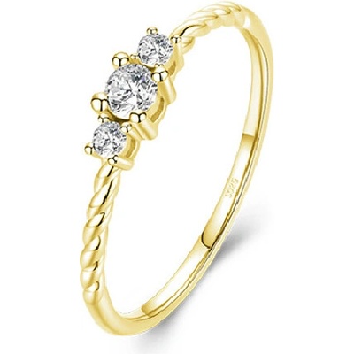 Meucci Pozlacený stříbrný prsten se třemi čirými zirkony SYR091