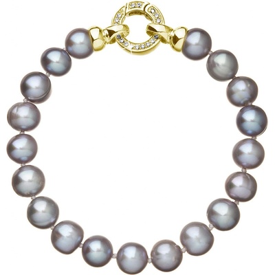 Pavona perlový náramek z pravých říčních perel šedý 23010.3 grey Au plating