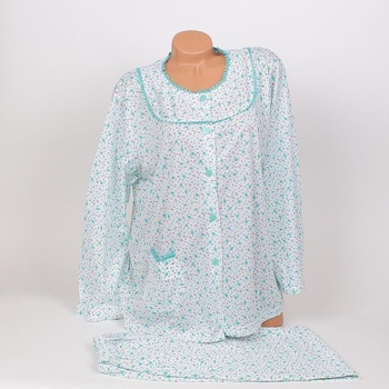 Image 1 of Дамска макси пижама в бяло с малки ментови цветенца