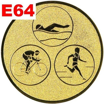 Emblém E64 TRIATLON umístění na sportovní pohár nebo medaili 25 mm