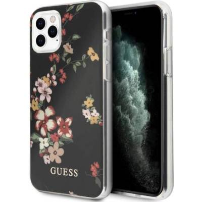 GUESS Flower Collection Case 04 - дизайнерски кейс с висока защита за iPhone 11 Pro Max (черен)