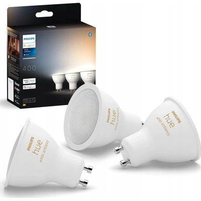 Philips HUE White Ambiance LED žiarovka GU10 4,2W/400lm 2200-6500K bluetooth 3-set