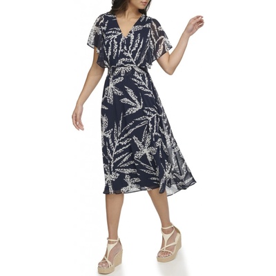 DKNY V-neck Flutter Sleev Navy/ivory