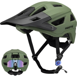 Favoto Mountain Bike Helmet with Peak Lightweight - Double Inmould Technology MTB Helmet for Women Men Road Bike Helmet L (59-61cm) Adjustable Army Green - B025 (B025)