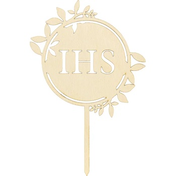 Image 1 of PartyDeco Дървен топер за торта - IHS Първо Свето Причастие