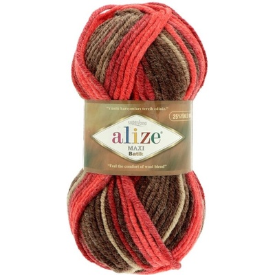 Alize Superlana Maxi Batik 7802 hnedo červená