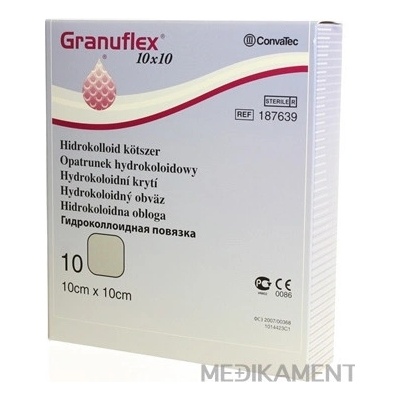 GRANUFLEX hydrokoloidný obväz 10 x 10 cm 10 ks