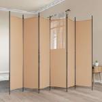 vidaXL Делител за стая с 6 панела Бежово 300 x 200 cm Текстил (42039210)