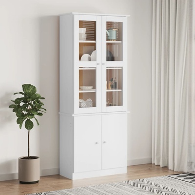 vidaXL Шкаф витрина ALTA, бял, 77x35x186, 5 см, бор масив (353950)