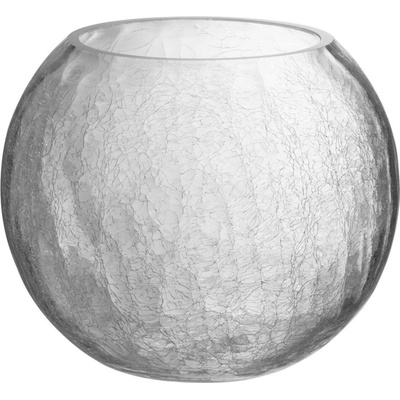Elegantní skleněný kulatý svícen s efektem popraskaného skla L - 20*20*16 cm - J-Line by Jolipa