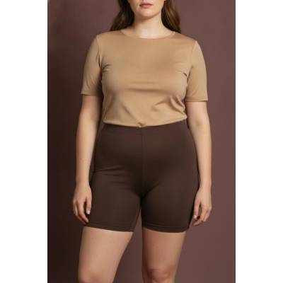 curvy me dámské kraťasy elastické kompresní hnědé